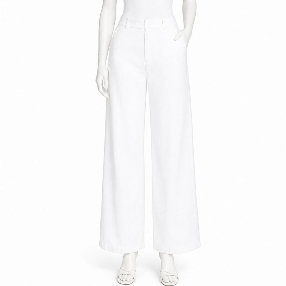 Babaton White Linen Blend Wide Leg Trousers Women’s Size 0 High Rise Pants boho